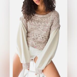 EUC Free People Honey Cable Knit Pullover Sweater Long Sleeve XS